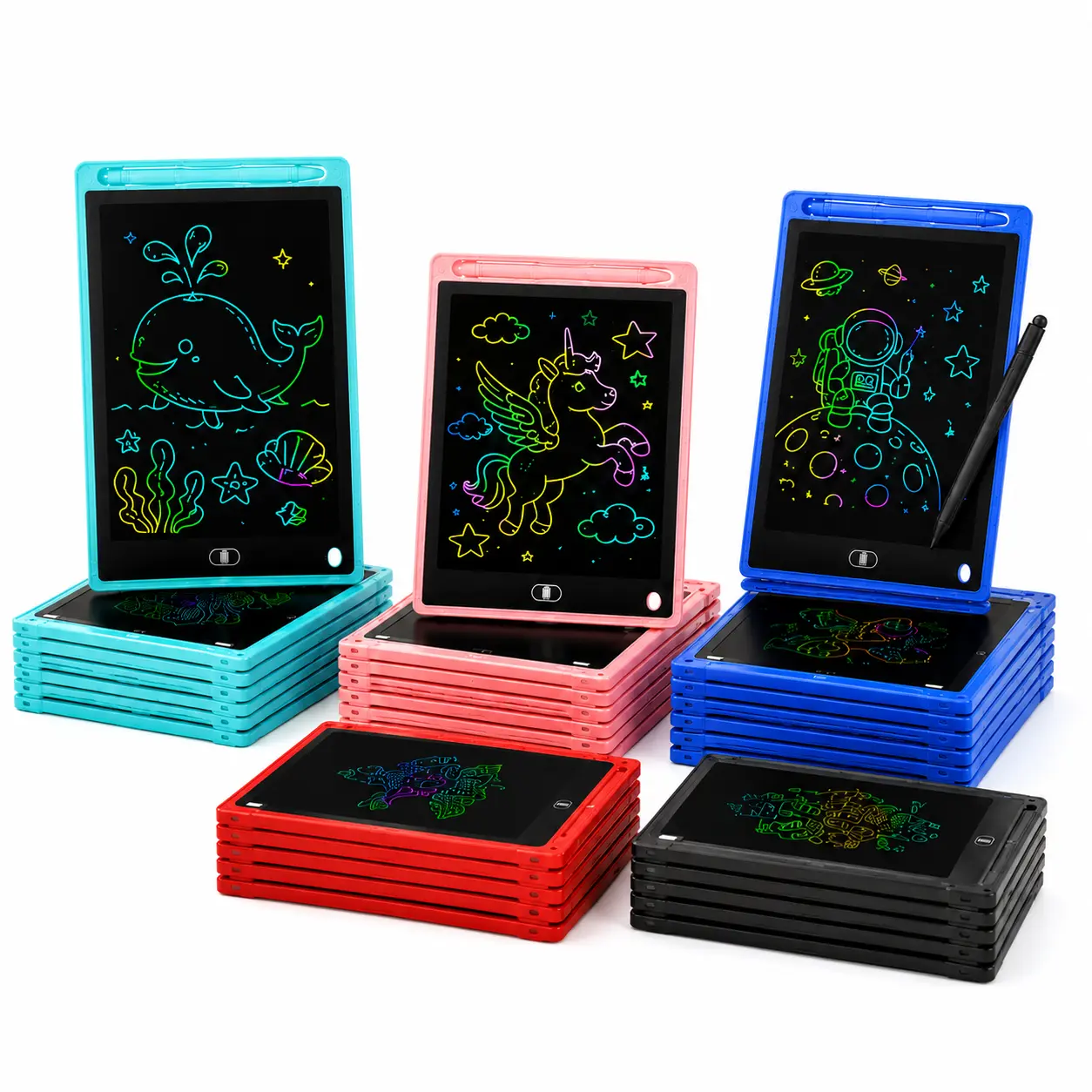 8.5” LCD Writing Tablet Bulk Pack (10pcs,20-30-40 PCS Options) - Durable, Reusable, Colorful Writing Practice Tablet Pad with 1-Click Erase, Educational Drawing Boards for Kindergartens, Batteries Included