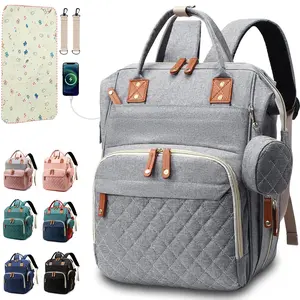 Diaper Bag Backpack Baby Bag, Baby Girl Boy Diaper Bag for Dad Mom with Pad, 16 Pockets, Pacifier Case, Large Diaper Bags Unisex for Travel (Grey)