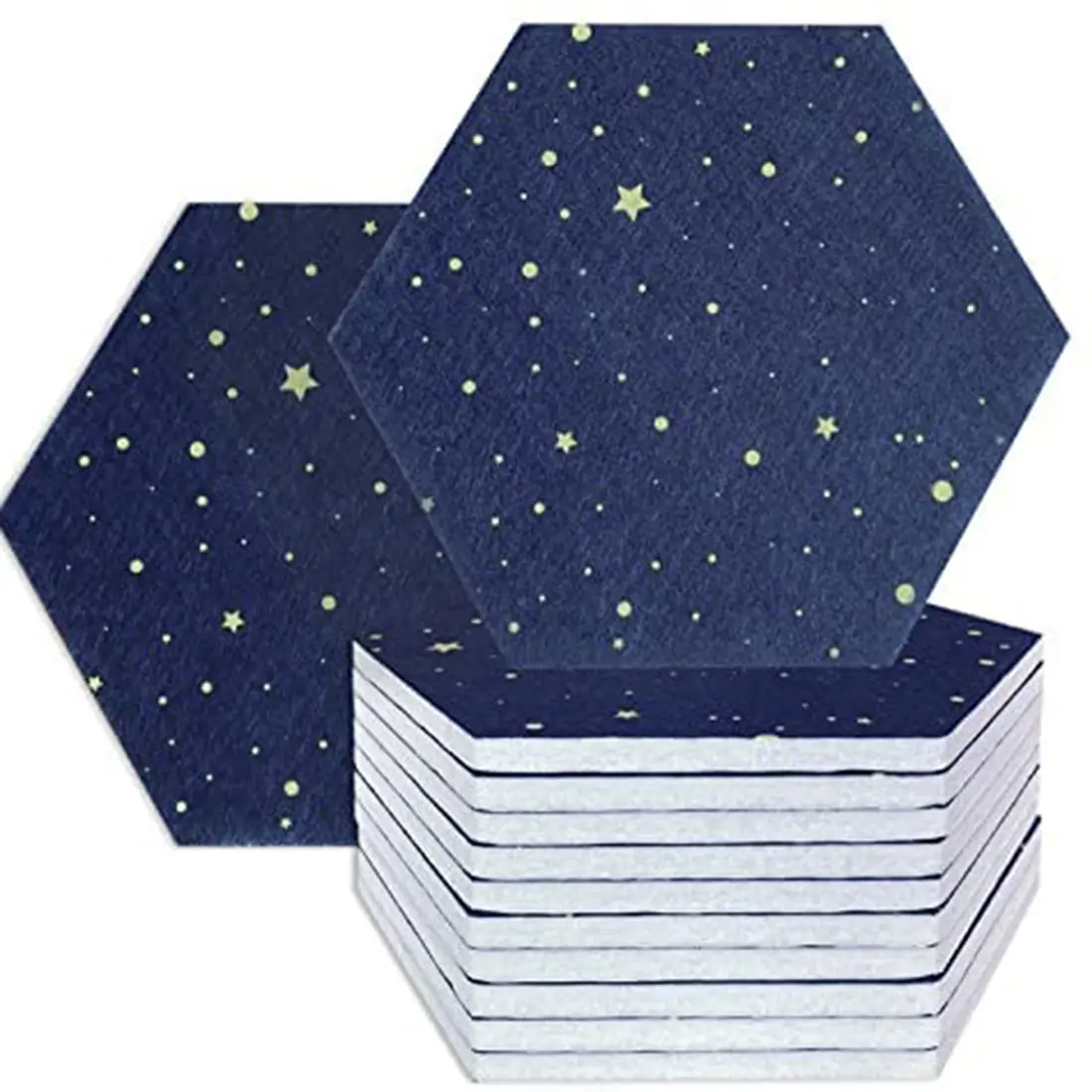 12-Pack Starry Sky Hexagon Acoustic Foam Panels - Eco-Friendly, 215kg/m3 High-Density, Good Sound Absorption Noise Reduction Padding, Eliminate Sound Impurities for Home Studio, Audio Recording (US), Acoustic Foam Panel, Soundproofing Foam
