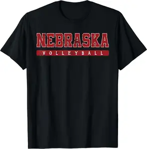 Nebraska Volleyball Red Vintage Text T-Shirt, Gift Shirt, Cotton, Crewneck, Size S-3XL, Comfort Top