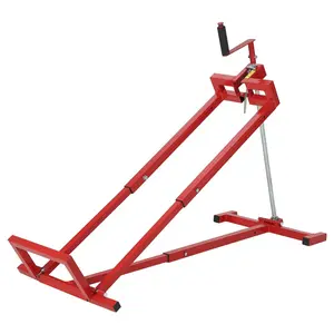 Lawn Mower Lift, Heavy-Duty Mower Jack Stand, 880 Lbs Capacity for Riding Lawn Mower, Zero Turn Mower, Tractor Maintenance, with Electric Power Tool Handle & Hand Crank, Foldable,Red