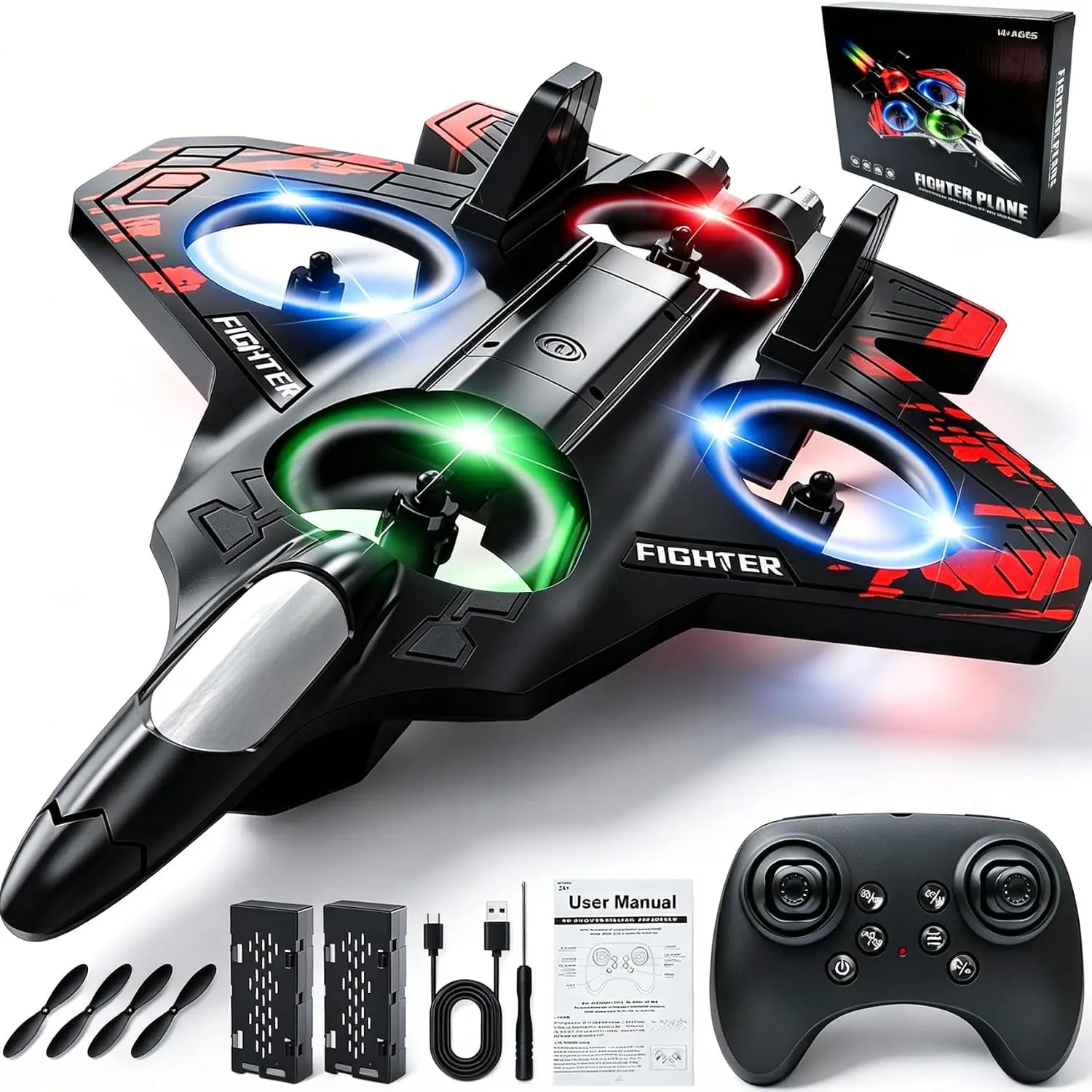 [Children's Day]RC Planes Remote Control Airplanes for Kids, Foam Remote Control Planes for Kids Adults Beginners, Remote Control Helicopter Fighter Jet Drones for Kids Adults, 360° Flip Easy to Fly