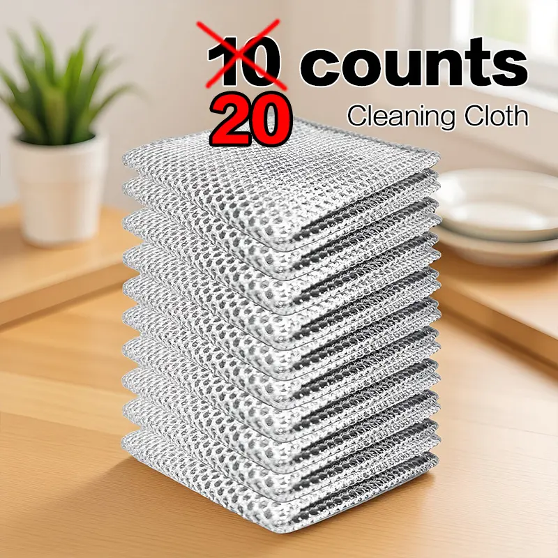 Multi-Purpose Stainless Steel Scrubber Kit - Multiple Packs Reusable Home Cleaning Tool, Washable Sponges, Scrubbing Pads, Metal Polishing Cleaning Cloths for Cookware & Daily Needs