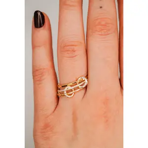 Twist Ladder Link Ring, Mixed Metal