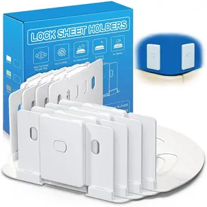 Bed Sheet Holder with Clips Lock, Open Corner Fitted Bedsheet Holders with Straps for Twin, Full, Queen, King Size Mattress, Keep Sheets Firm and Tight, No