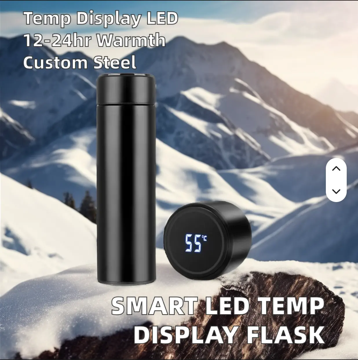 Rocemeth 0-500 ml Smart Stainless Steel Vacuum Flask Tumbler - Portable Classic Insulation, LED Temperature Display, Anti-Scalding, Heat Resistant, Leak-Proof, Long-Lasting Temperature Control Drinkware, Resistance, Office