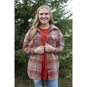 Burnt Orange Plaid Shacket