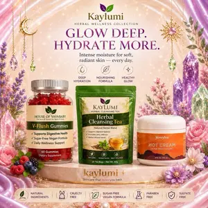 KayLumi Daily Balance Wellness 3-Piece Vegan-Friendly Natural Supplement Set - 60g Vitamin Hot Cream, Metabolism Gummies, Botanical Digestive Aid Fruit & Herbal Tea Blend (Tea Bags)
