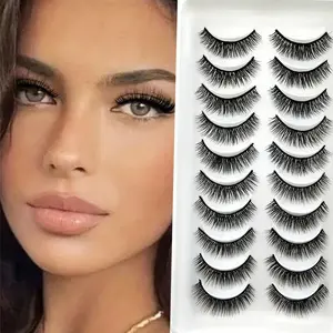 Everyday Easy Beautiful Lashes, 10 Pairs Handcrafted Natural Look False Eyelashes, Quick Wear and Reusable, Seamless Everyday Integration