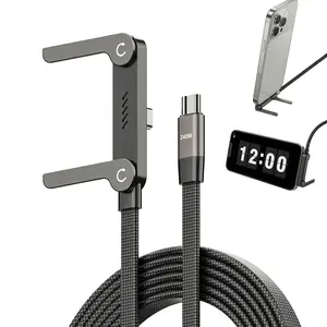 Dakomoda 240W Super Fast Quick Charge Adapter - 2-in-1 Invisible Holder Charger Cable with Stand, Electronic Mobile Accessory for Gaming, Office, Compatible with iPhone, Samsung, Type-C (Black, Father's Day Gift) for Smartphone, Cellphone
