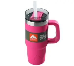 Ozark Trail 18 oz Insulated Stainless Steel Tumbler with Handle, Hot Pink