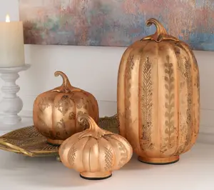 Home Reflections S/3 Etched Mercury Glass Pumpkins