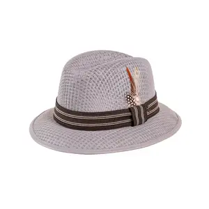 Gunthers Co Chavez Lt Grey Handmade Mesh Low Rider Fedora - Casual Hat, Multi-Size Fashion Clothes Accessory, Mesh Hat