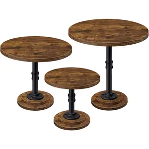 Rustic Industrial Wood Round Cake Stand Set of 3 Dessert Display Serving Tray Decoration for Birthday Celebration Party Baby Shower