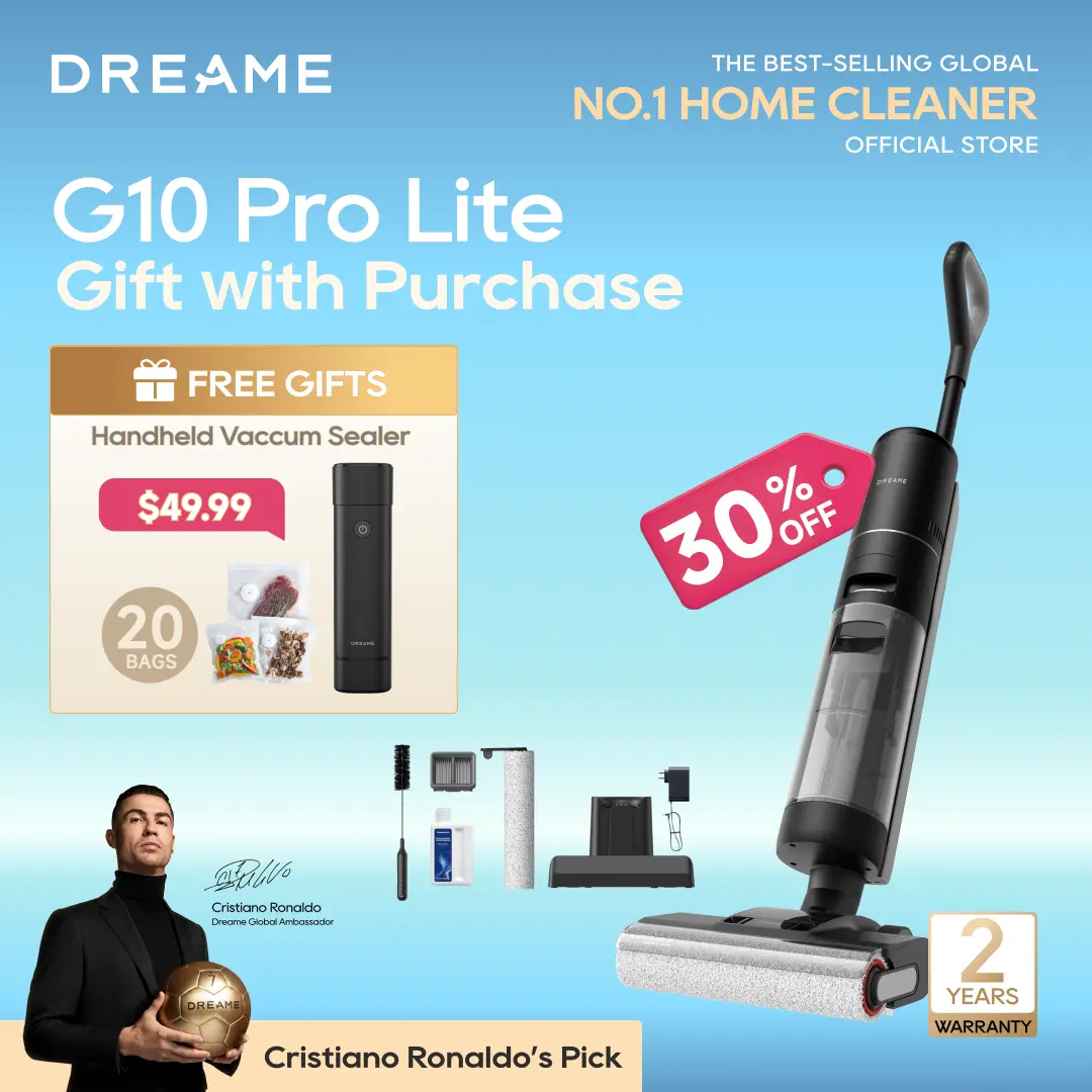 【Gift With Purchase】DREAME G10 Pro Lite Vacuum Mop, Wet Dry Vacuum Cleaner, Cordless Vacuum Mop All in One for Hard Floors