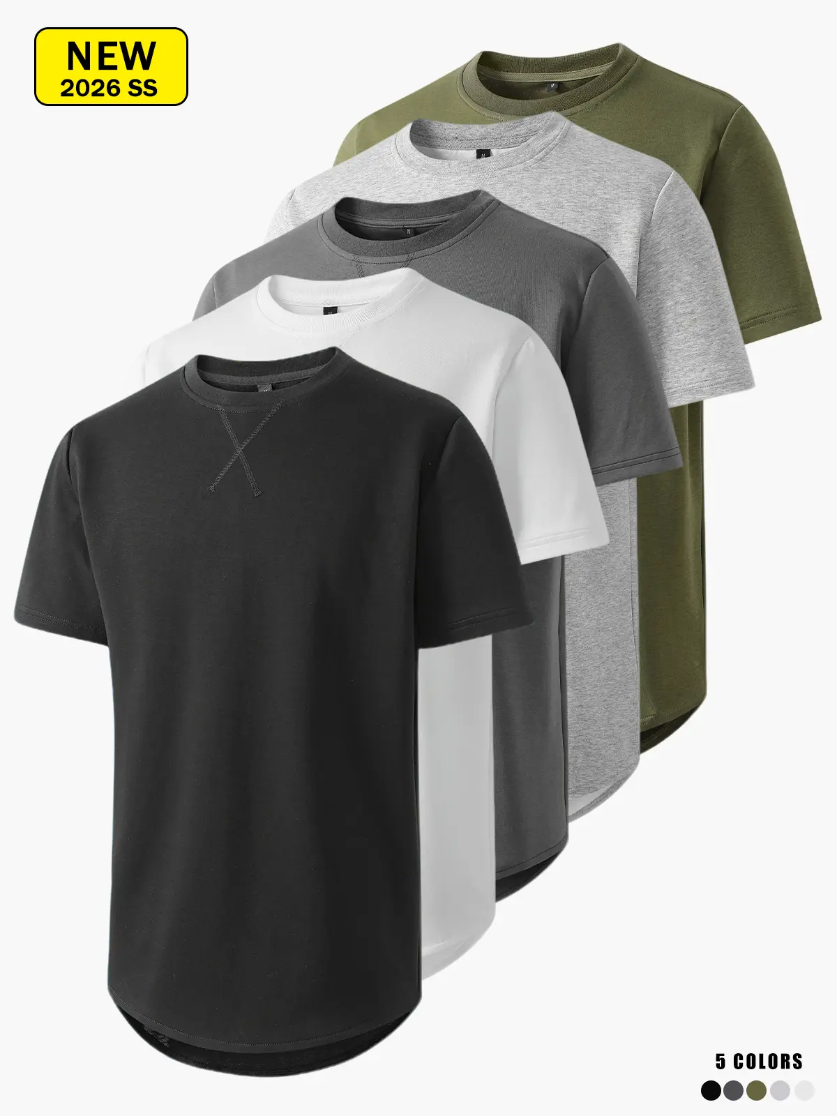 Men’s summer short-sleeve T-shirt with cotton blend, loose fit, comfortable and breathable, simple and versatile
