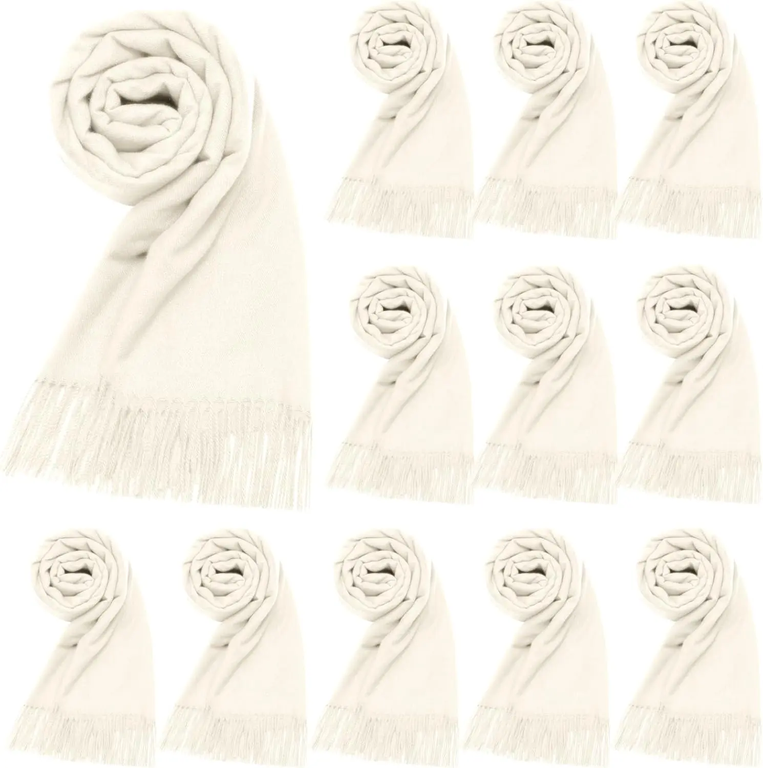 12 Pack Wedding Pashmina Shawls Wraps Bulk 79 x 27 Scarf for Guests Wedding Favor Bridal Shawls Gift Outdoor