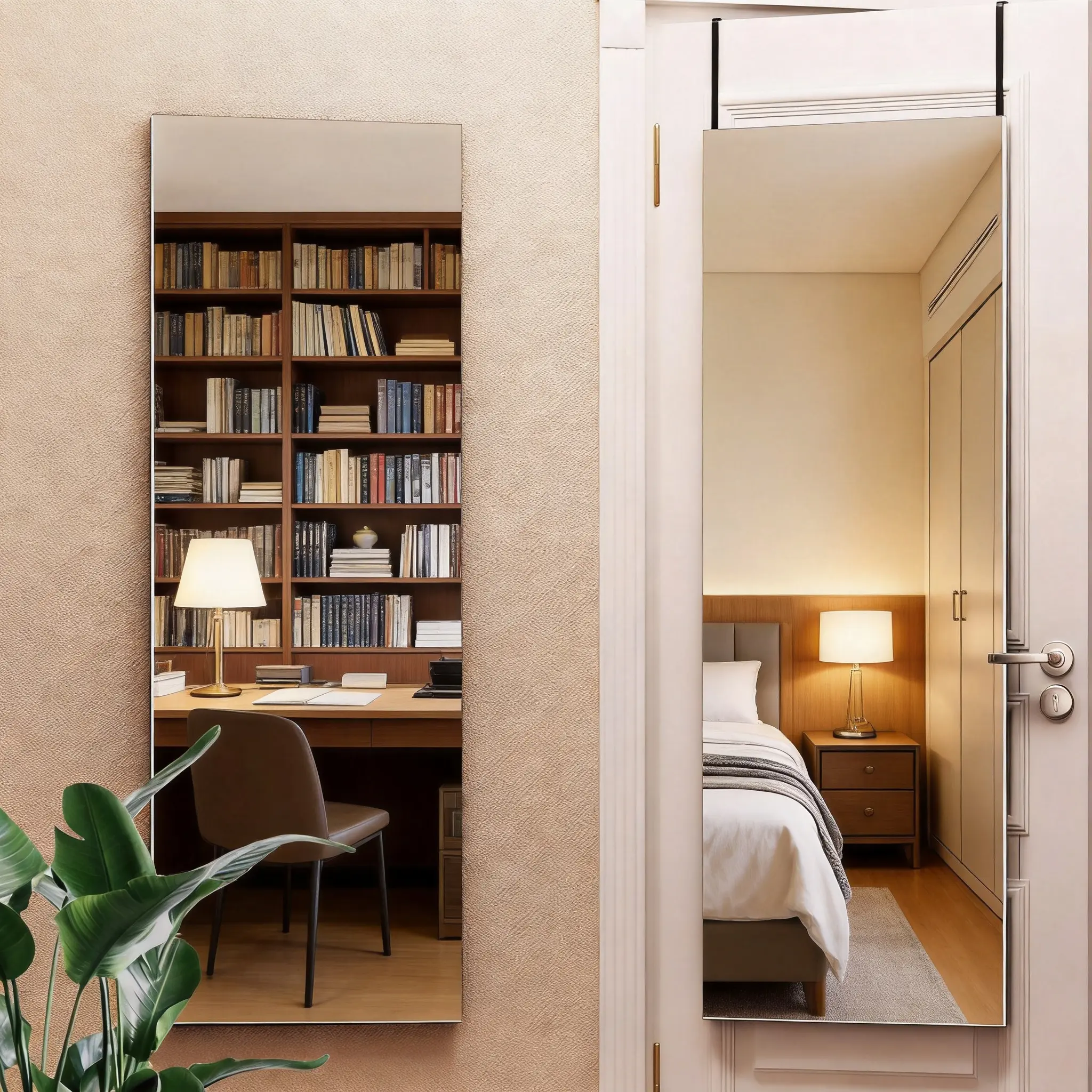 Full Body Door Mirror, 47"x16" Square White Over-The-Door Hanging & Wall-Mounted Mirror for Bedroom, Living Room, Home Decor, Room Decor