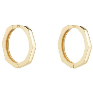 NJO Designs 10K Bamboo Design Huggie Hoop Earri ngs
