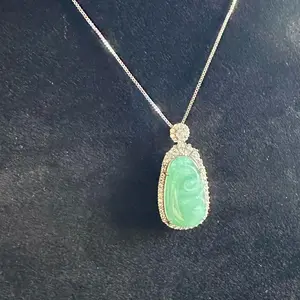 Jade Pendant with "Wish You Luck" Design - Elegant and Aesthetic Necklace for Any Occasion