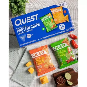 Quest Tortilla Style 18-20g Protein Chip Variety Pack, Chili Lime and Nacho Cheese 14 ct. Snack Crispy