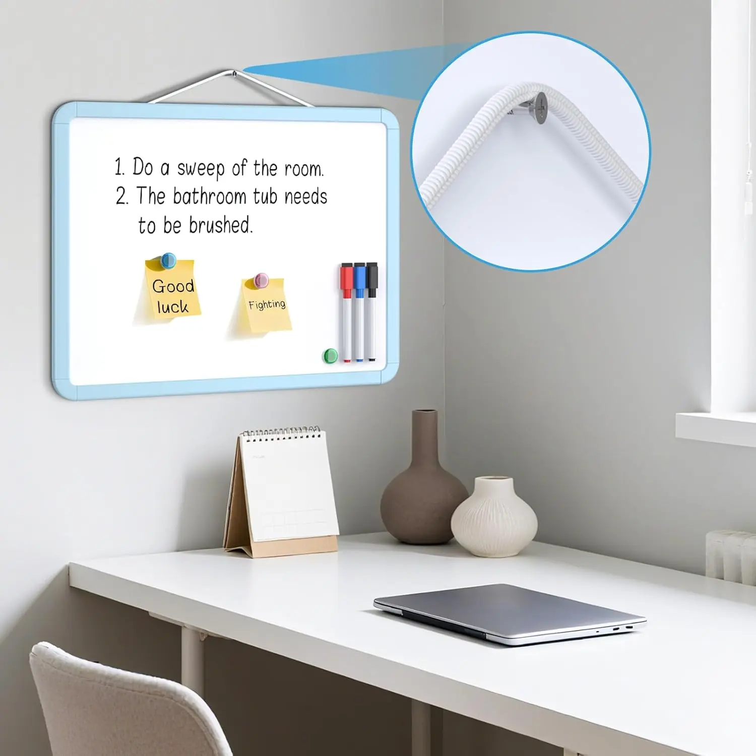 MaxGear 14"x11" Double-Sided Wall Dry Erase Board, Small Whiteboard with 3 Dry Erase Markers, 3 Magnets, Portable for Planning, Drawing