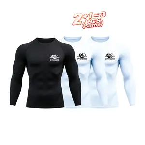 Men’s 3-Pack Long Sleeve Fitted Figure-Hugging Compression Shirts - Quick Dry Dry-Fit Performance Base Layer with Heartbeat Logo, Gym/Running Tops, S-XL #TikTokMadeMeBuyIt #GymTok Menswear Crewneck Biker Streetwear
