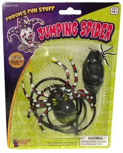 Deluxe BLACK JUMPING SPIDER Big Bug Fake Prank Joke Gag Halloween Jump Hopping