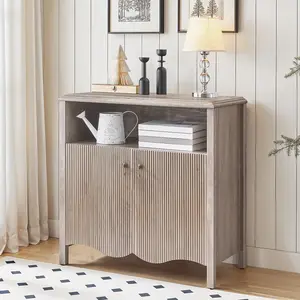 HOOBRO Console Table, Storage Cabinet with Adjustable Shelf, Entryway Table, Engineered Wood Buffet Sideboard, Oriental Element Design, Greige, for Hallway, Entryway, Dining Room, Greige Study Desk #SummerVibes