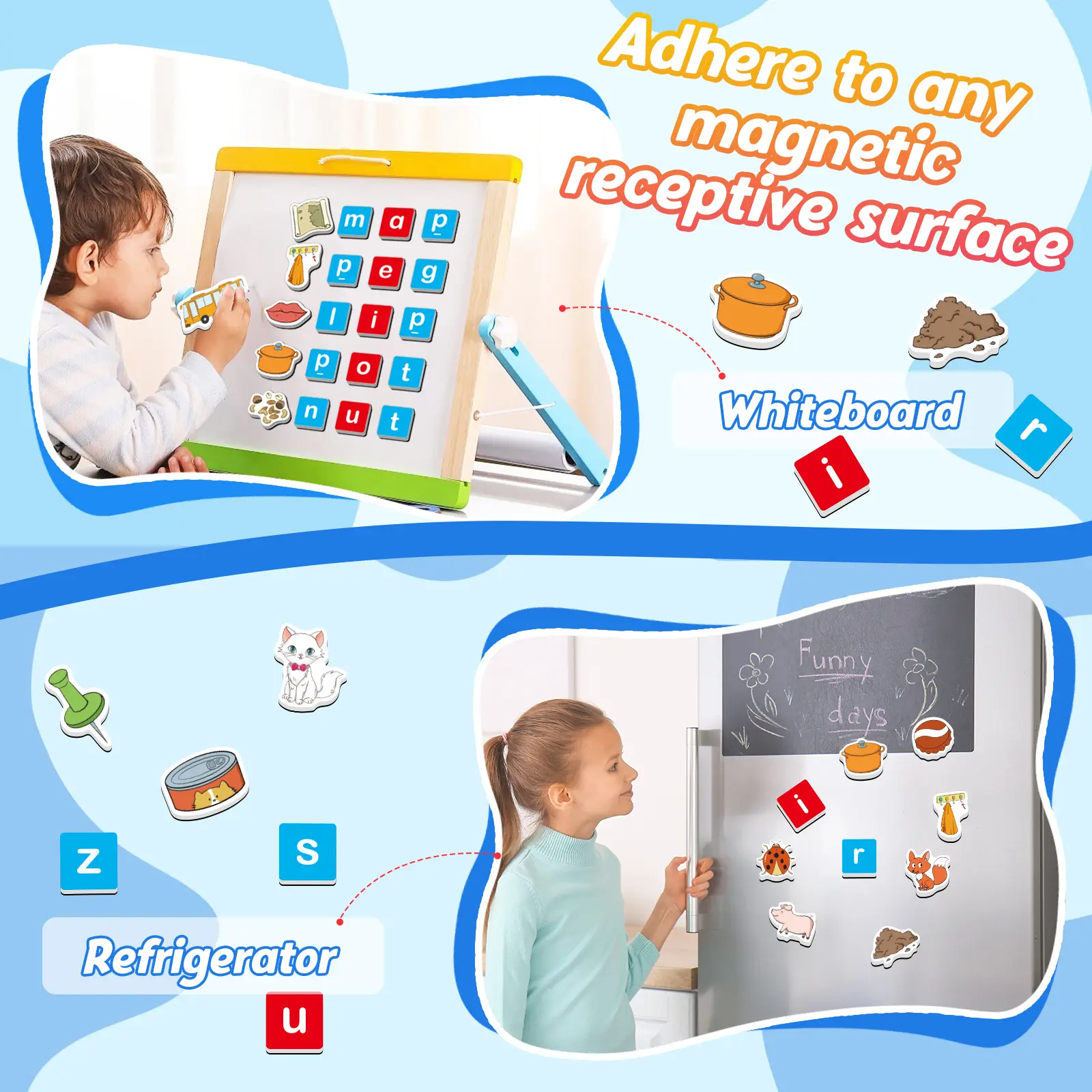 Colorful Magnetic Alphabet Letters - Preschool Learning Tool, Phonics Word Games, CVC Spelling & Reading Toys, Refrigerator Magnets for Teachers, Perfect Gift for Birthdays