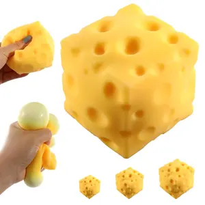 Cheese Squishy, Squishy Cheese Block Stress Relief Fidget Toy, Squeeze Toys for Holiday & Birthday Gifts