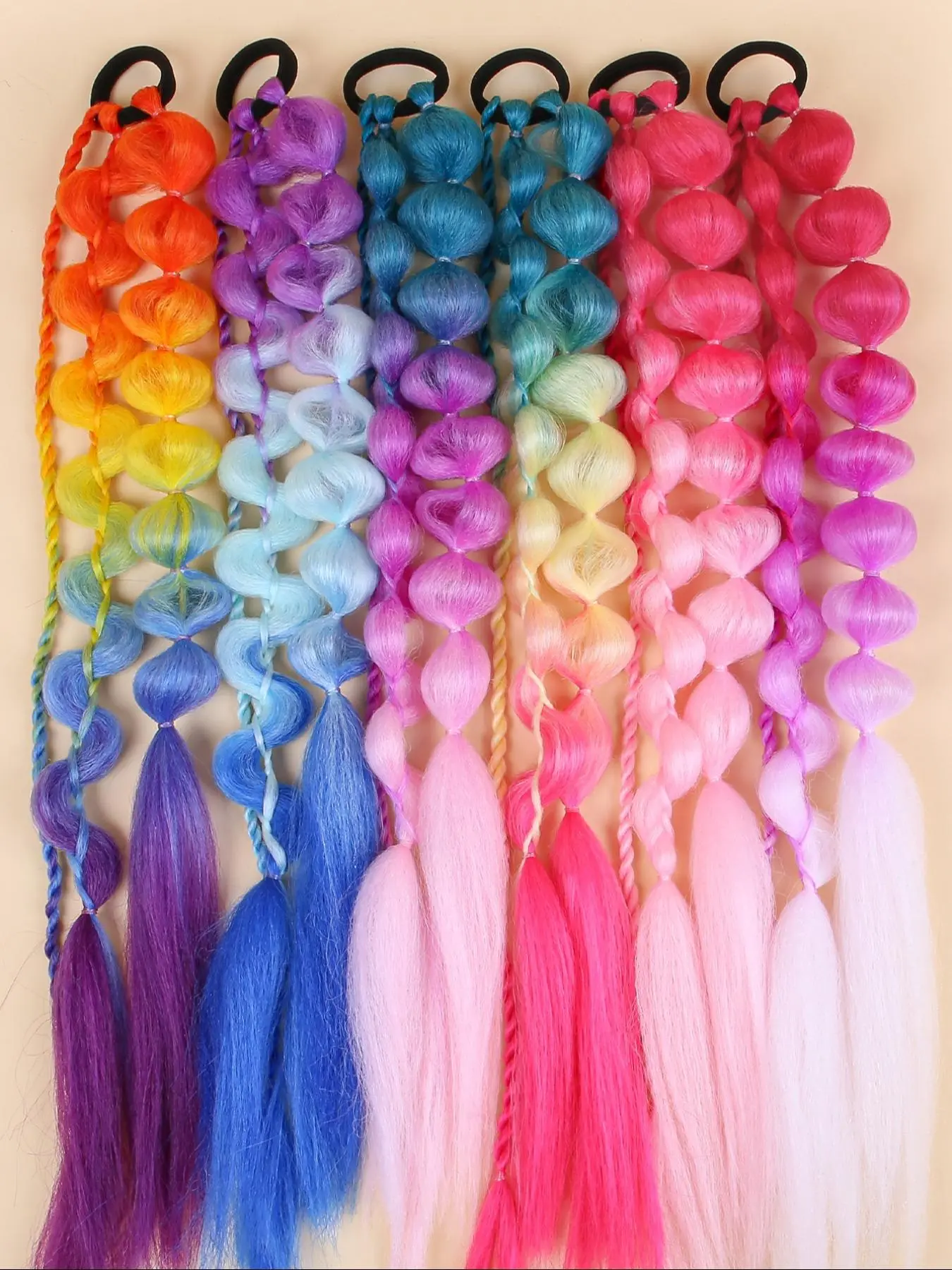 24 Inch Long Colorful Yaki Straight Hair Braid, Synthetic Bubble Hair Extensions for Women, Natural Fluffy Hairpiece for Daily & Party Hairstyle Ideas