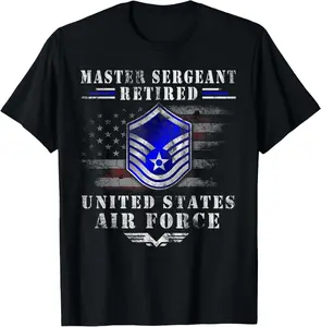 100% Cotton Master Sergeant Retired Air Force Military Retirement TShirt T-Shirt