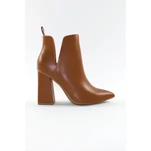 AVA Block Heel Ankle Boots - Chestnut