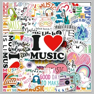 51PCS Music Series Stickers, Suitable for Faith-based Designs Such As Scrapbooks, Diaries, Laptops, Water Bottles, Cars, Etc., As Gifts with Positive Information, Universal Car Sticker
