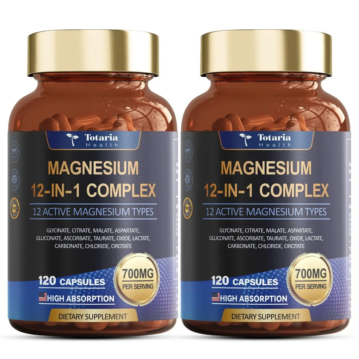 12-in-1 High-Strength Magnesium Complex 700mg - Complete Formula with Glycinate, Citrate, Malate, Oxide, Taurate, Aspartate & Orotate | Vegan Capsules | Promotes Muscle Comfort, Heart Wellness & Calm Relaxation Daily