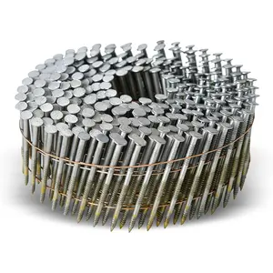 2-1/4Inch x 0.092Inch Collated Wire Coil Siding Nails 15- Full Round- Ring 3600 Count Hot-Dipped Galvanized for Rough Nailing of Lathing and Sheathing Materials