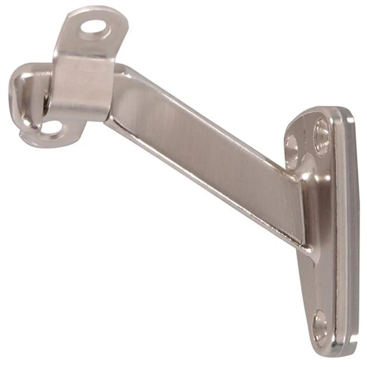The Hillman Group 212 MAIN Heavy Duty Satin Nickel Carded Handrail Brackets - Hassle-Free Install Metal Home Accessory for House, Sailing Interiors - 3.9x5x10 in, Modern, Hassle-Free Installation