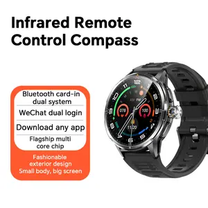 1.8" AMOLED 4G Smart Watch | Dual System with SIM Card Slot, IR Remote Control & Compass, Rugged Fitness Tracker