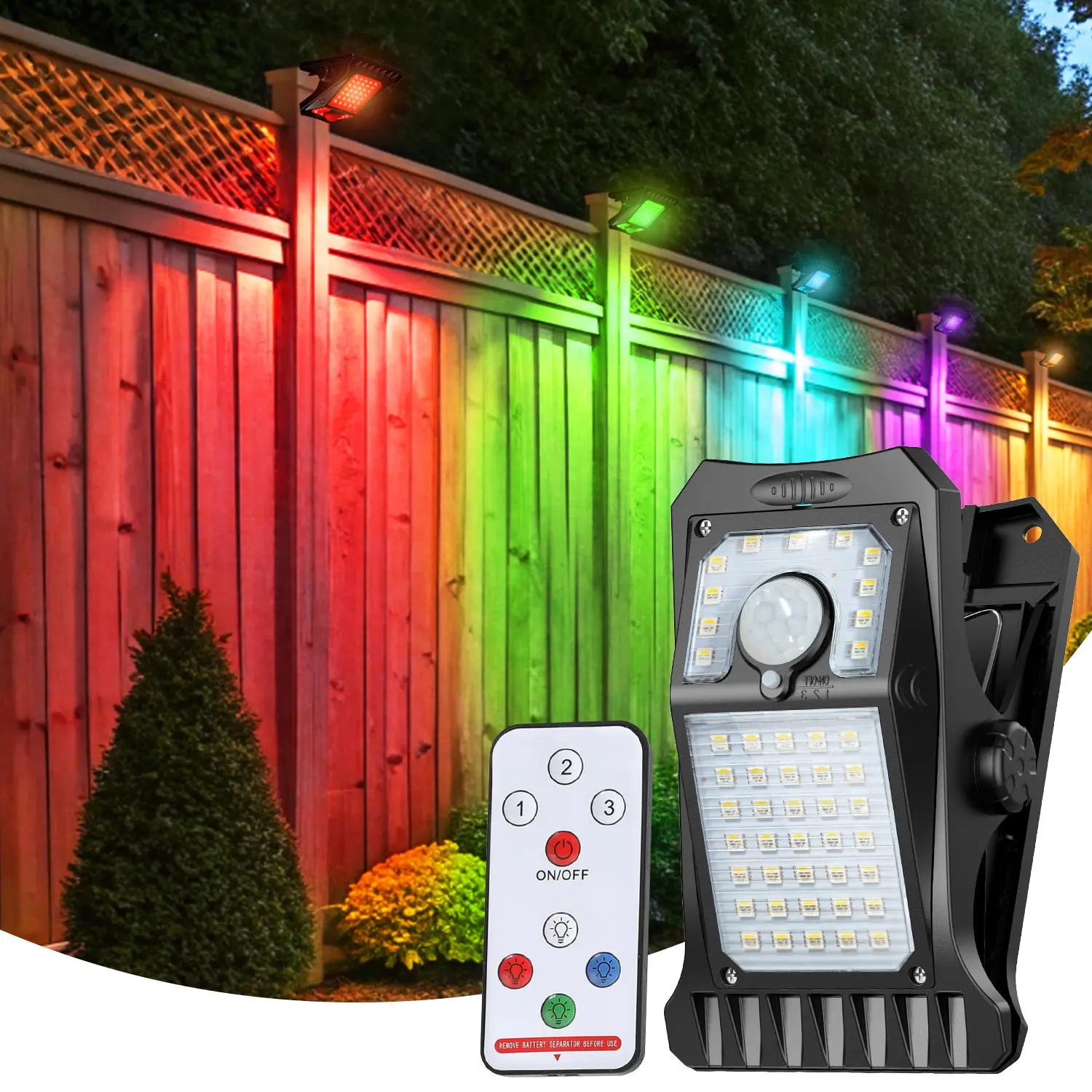 FABSTYL Solar Clip Light with Motion Sensor & Remote Control, No Wiring Clip-On Outdoor Security Light, 3 Lighting Modes, IP65 Waterproof Solar Light for Yard, Garage, Porch, Patio & Chicken Coop