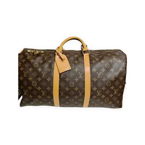 Pre-owned Louis Vuitton Monogram coated canvas with Vachetta leather trim Professional & Technology Bags Keepall 50 Brown monogram with natural Vachetta leather Very Good S014260416044