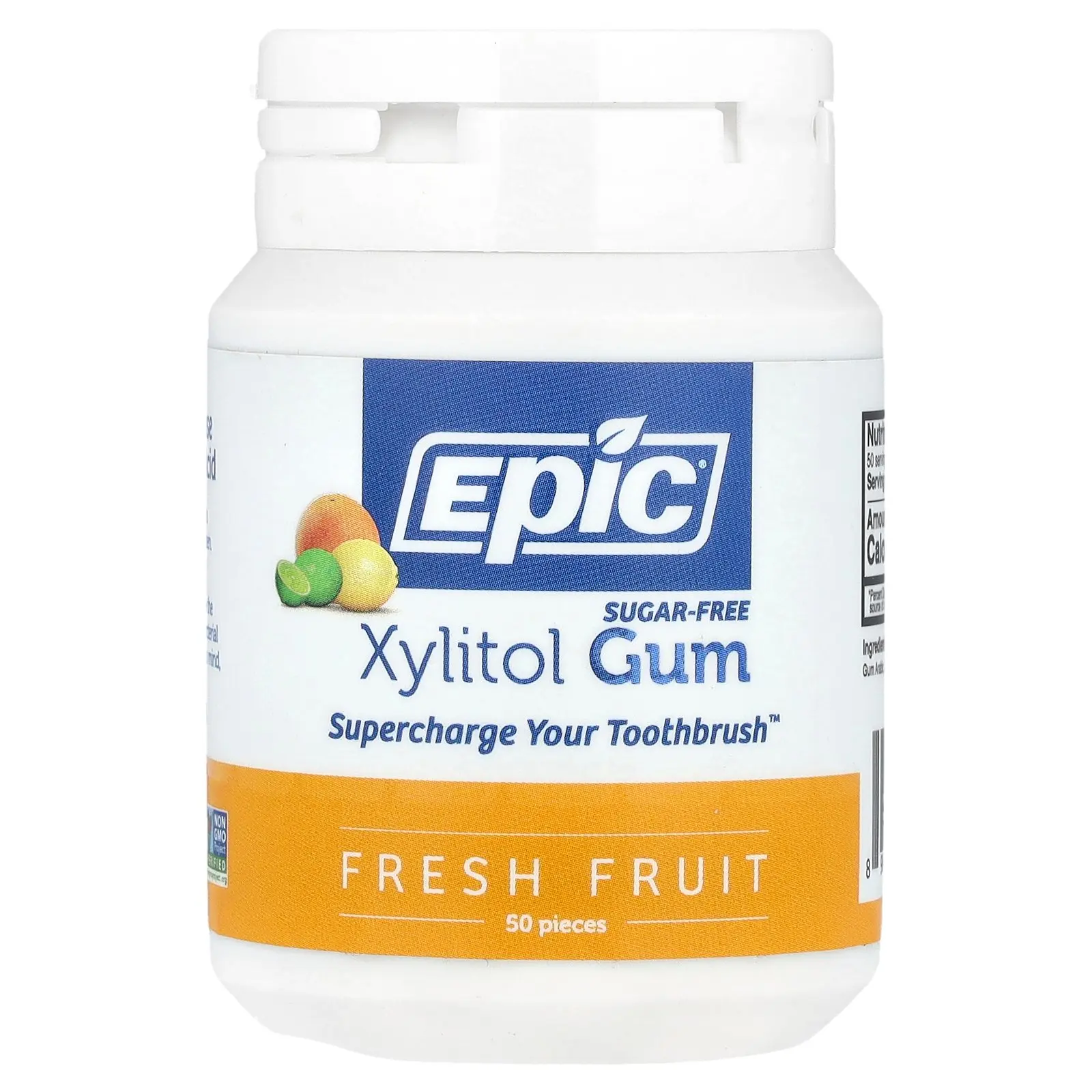 Epic Dental Xylitol Gum, Sugar-Free, Fresh Fruit, 50 Pieces