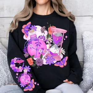 FLORAL MAGIC T-Shirt  or crewneck or hoodie- FLOWER, WITCHY Comfort Colors  Womenswear Sweatshirts Casual Long Sleeve