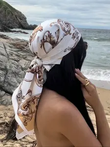 1pc New Bohemian Style Vintage Floral Print Ladies Bandana, High-End Chic Versatile Scarf/Headwrap, Suitable For Spring/Summer Casual Everyday Wear Headscarf