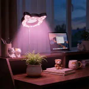 Small Grow Lights for Indoor Plants, Black Grow Lights for Indoor Plants, Full Spectrum LED with 2/4/8H Auto Timer, 4 Dimmable Levels & Height Adjustable, USB Powered Plant Light for Succulents Herbs in Home Office, Let Plants Grow Vigorously