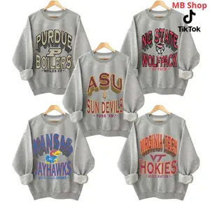 Vintage College Varsity Sport Grey Sweatshirt | Retro Campus Graphic Crewneck | Classic USA Streetwear - MB