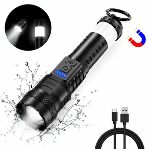 Strong Light Laser Flashlight USB Rechargeable with 8 Light Modes, High Lumens, Emergency Red and Blue Lights, International Rescue Lights, Strong Magnetic Attraction, Flashlightfor Hiking, Camping, Emergency, Gifts