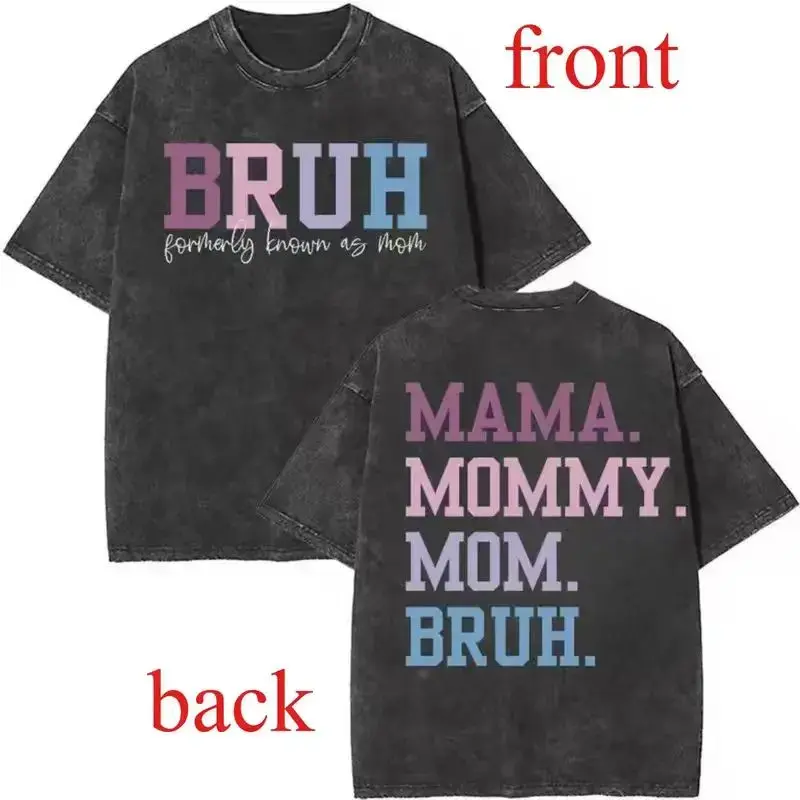 Men's Washed Short-Sleeve T-Shirt - Funny Parental Nickname Evolutions: "BRUH (Formerly Parent)" and "MAMA, MOMMY, WITCH"
