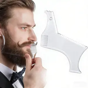 8 in 1 Clear Beard Shaping Tool With Comb, Thickened Beard Guide Shaper, Black Multifunctional Styling Template For Goatee Mustache Sideburn, Grooming Tool, Hair Styling Tools