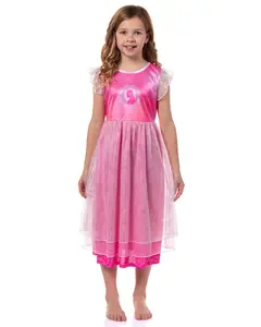 Wicked Girl's Short-Sleeve Sparkle Nightgown Pajama Sleep Dress Loungewear For Kids